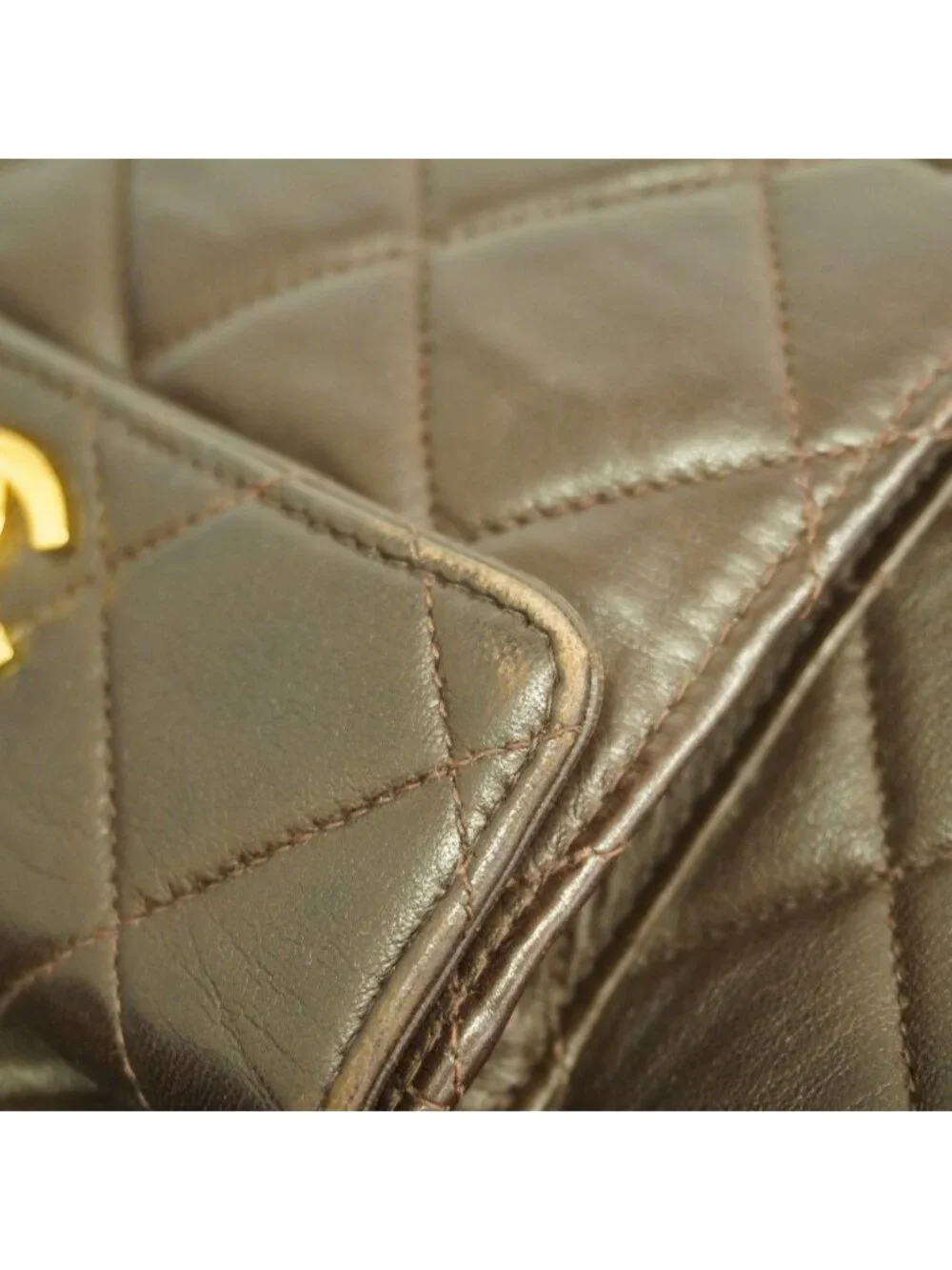 Chanel Backpack Quilted Lambskin Brown Gold